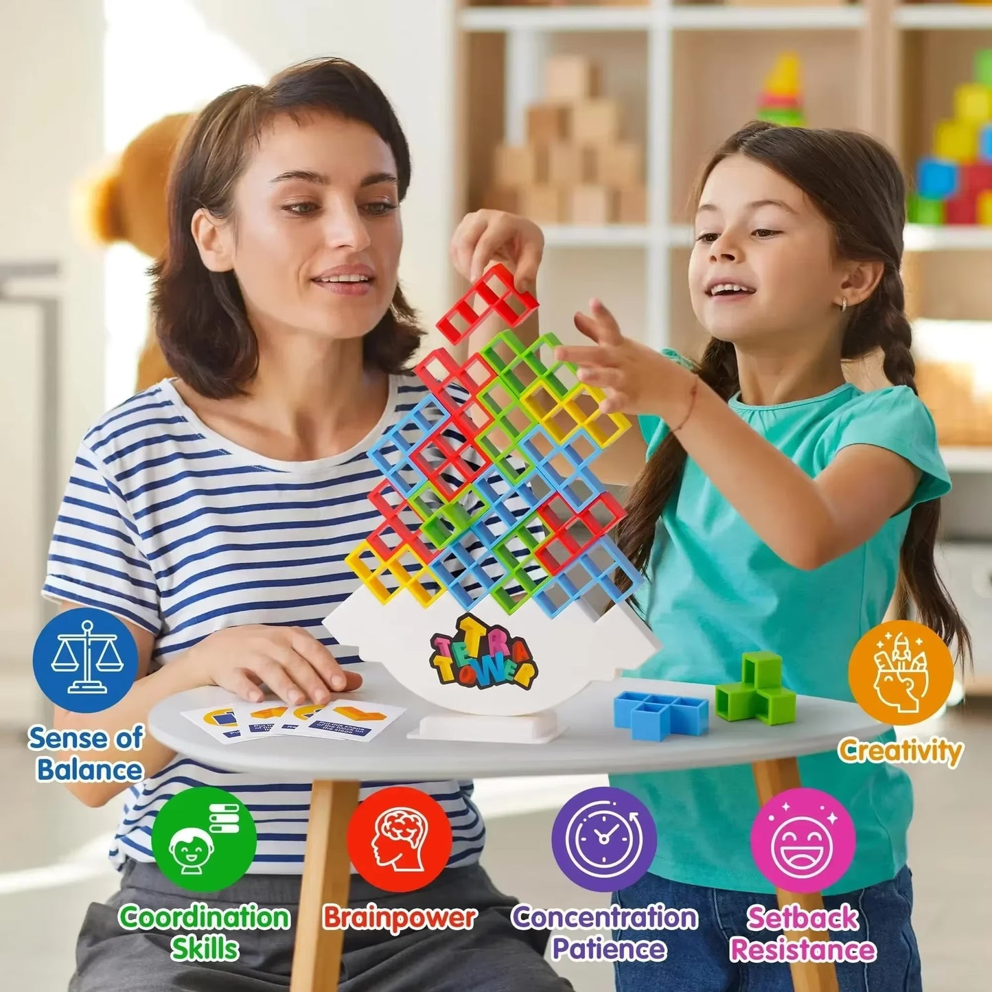 Puzzles Tetra Tower Fun Balance empilable jeu de société de construction pour enfants adultes amis équipe dortoir jeu familial cadeaux de fête de nuit